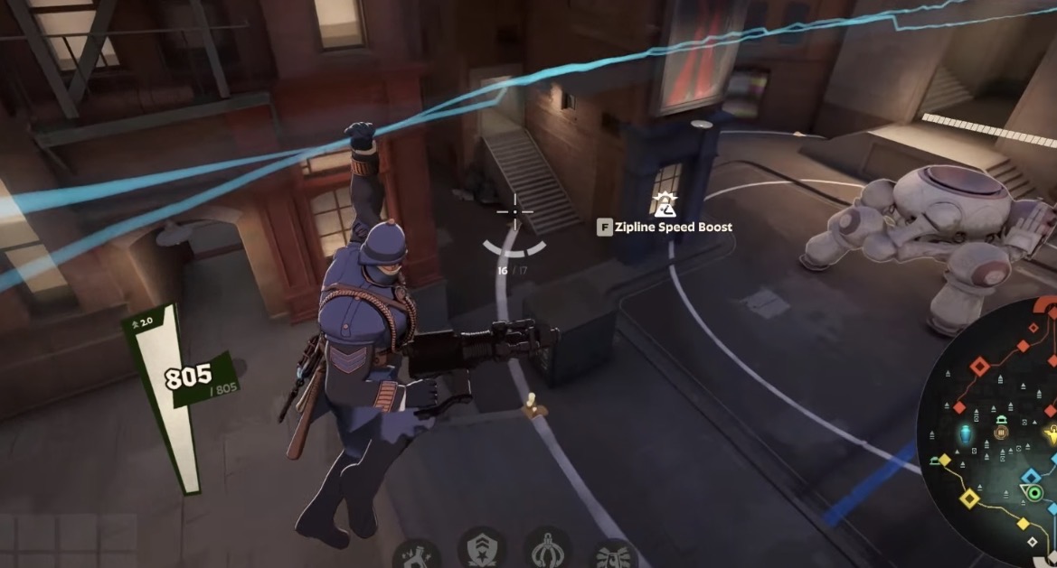 The Zipline Speed Boost prompt while riding the line.