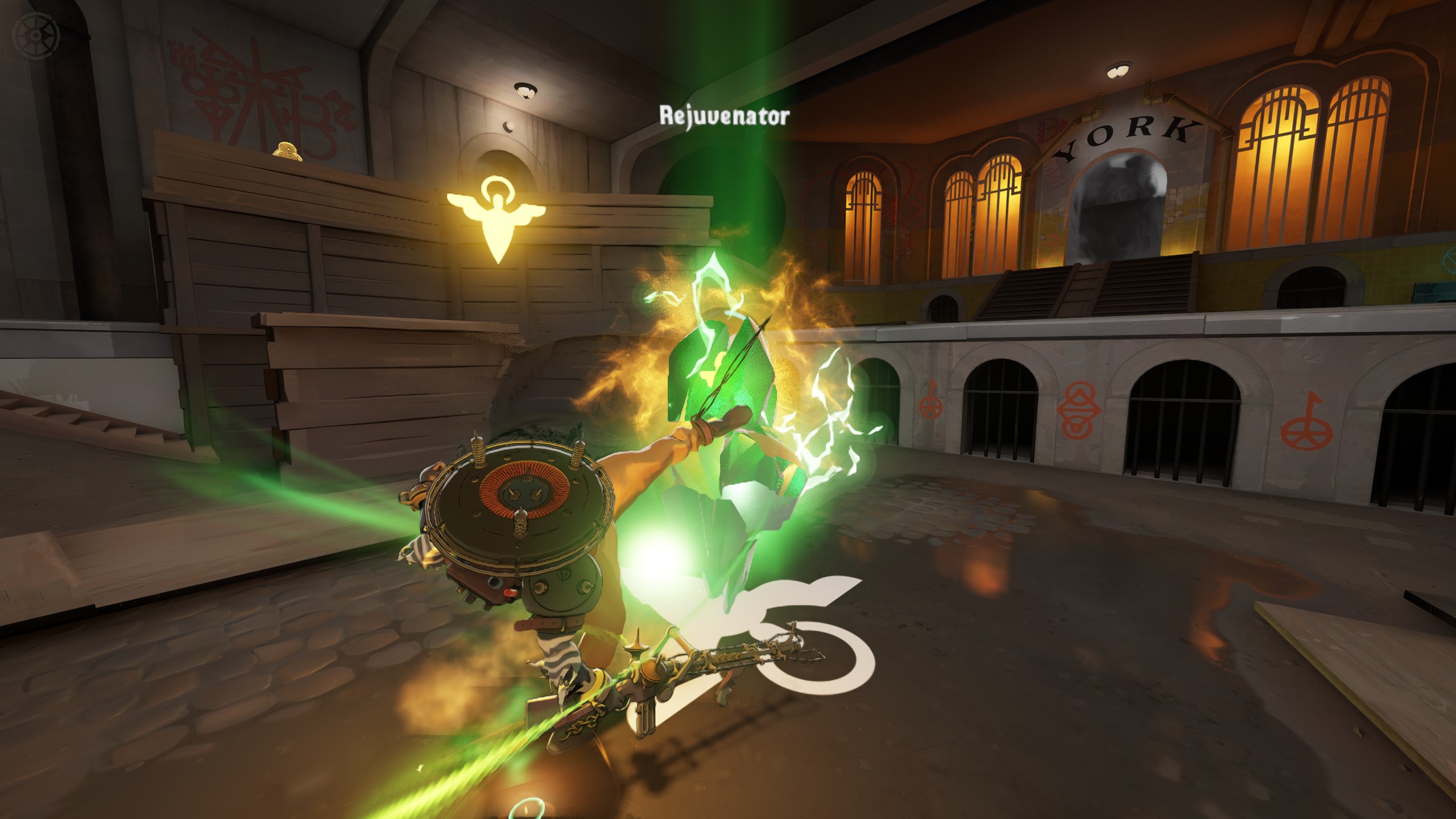 Seven striking the Rejuvenator with Heavy Melee.