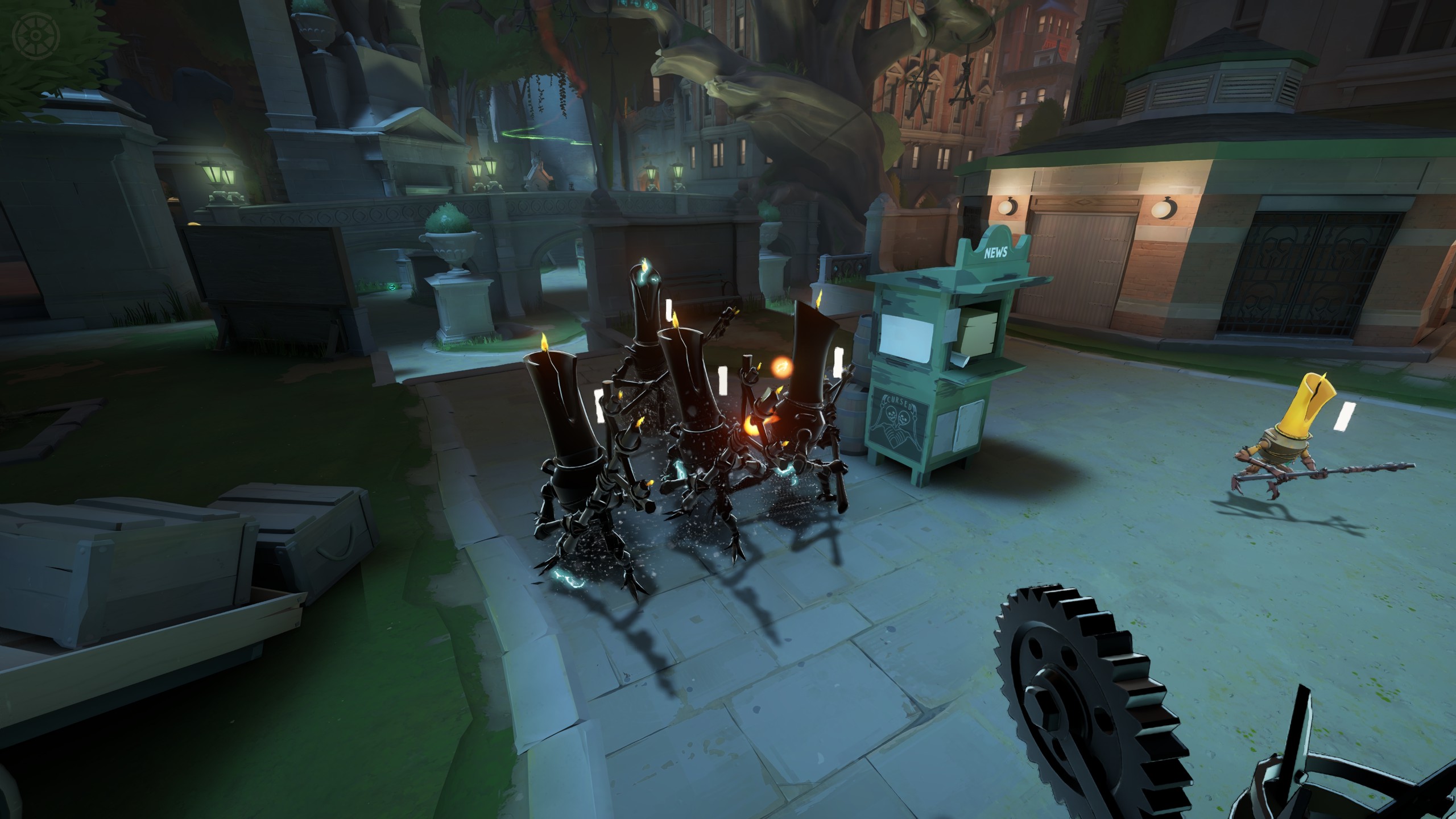 A group of Rift troopers in the street.