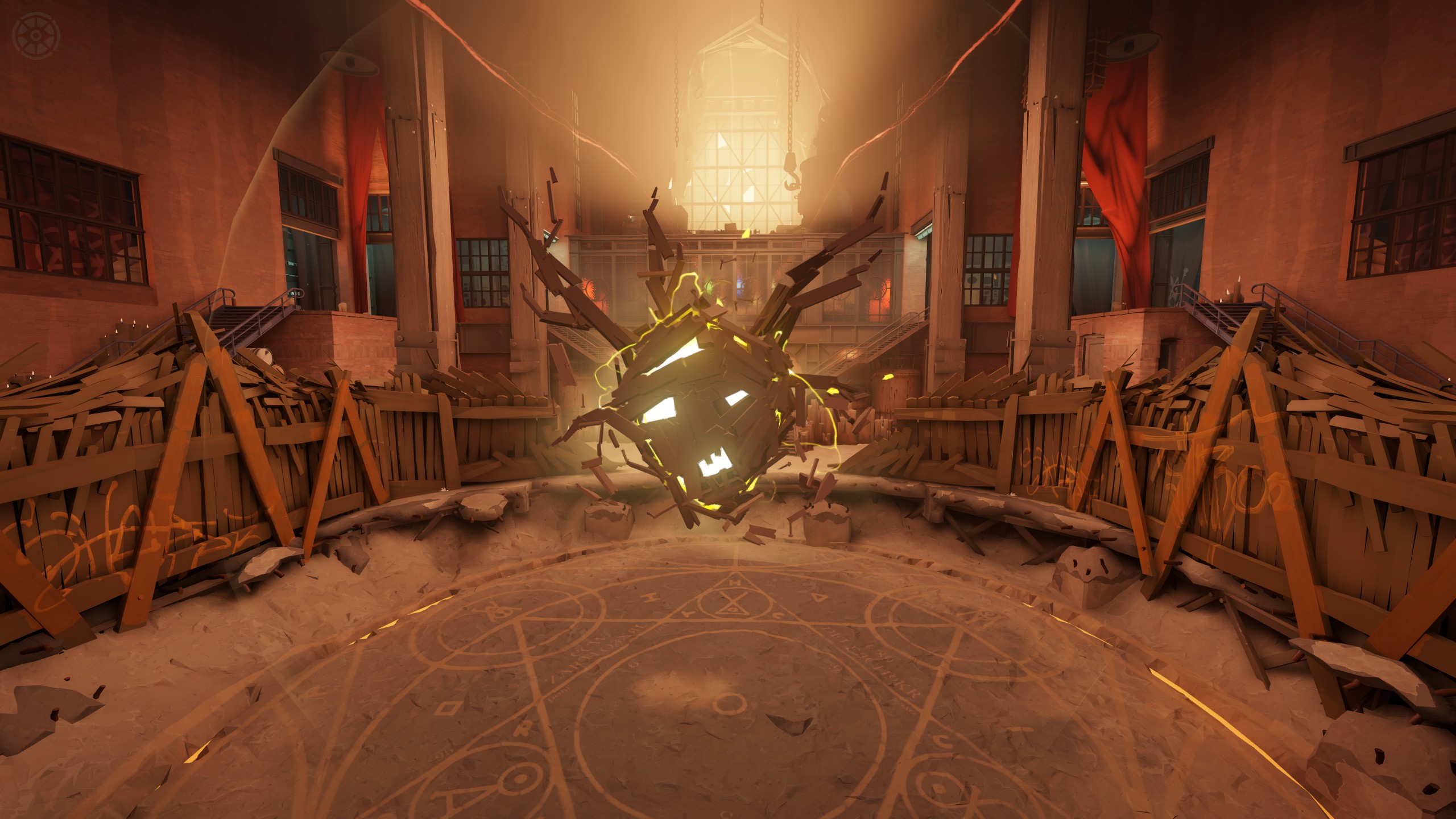 A broken wooden form surrounding a bright core in the Hidden King base.