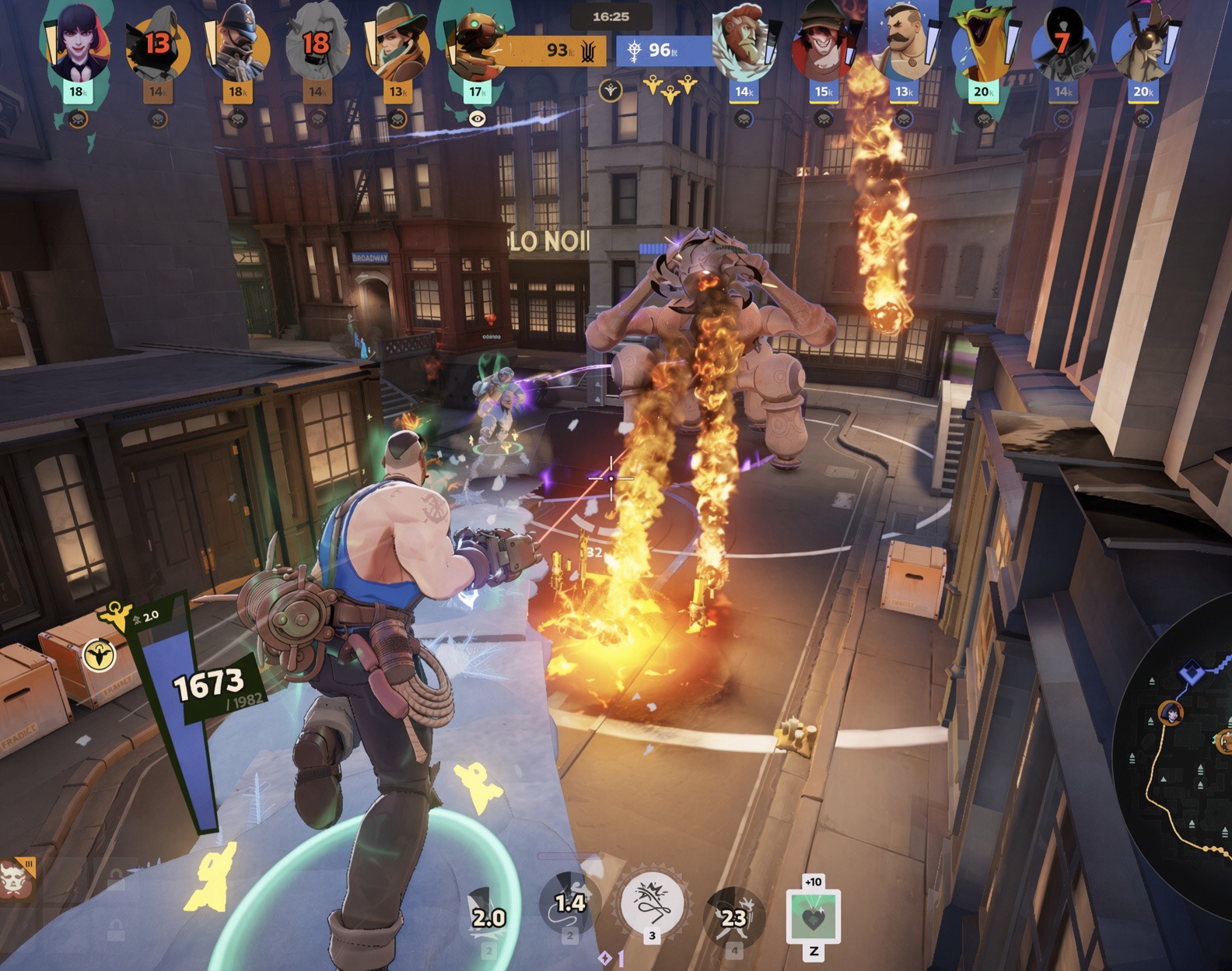 A teamfight with the player HUD visible.